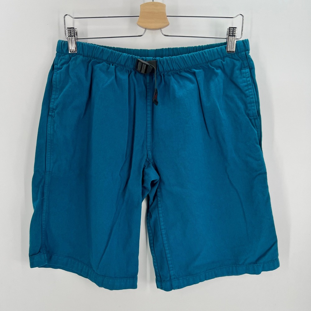 Gramicci Kids 14-16 Teal Blue Cotton Climbing G-Shorts with Belt Made in USA